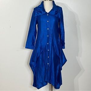 Serafina Premium Apparel Metallic Blue Duster Dress